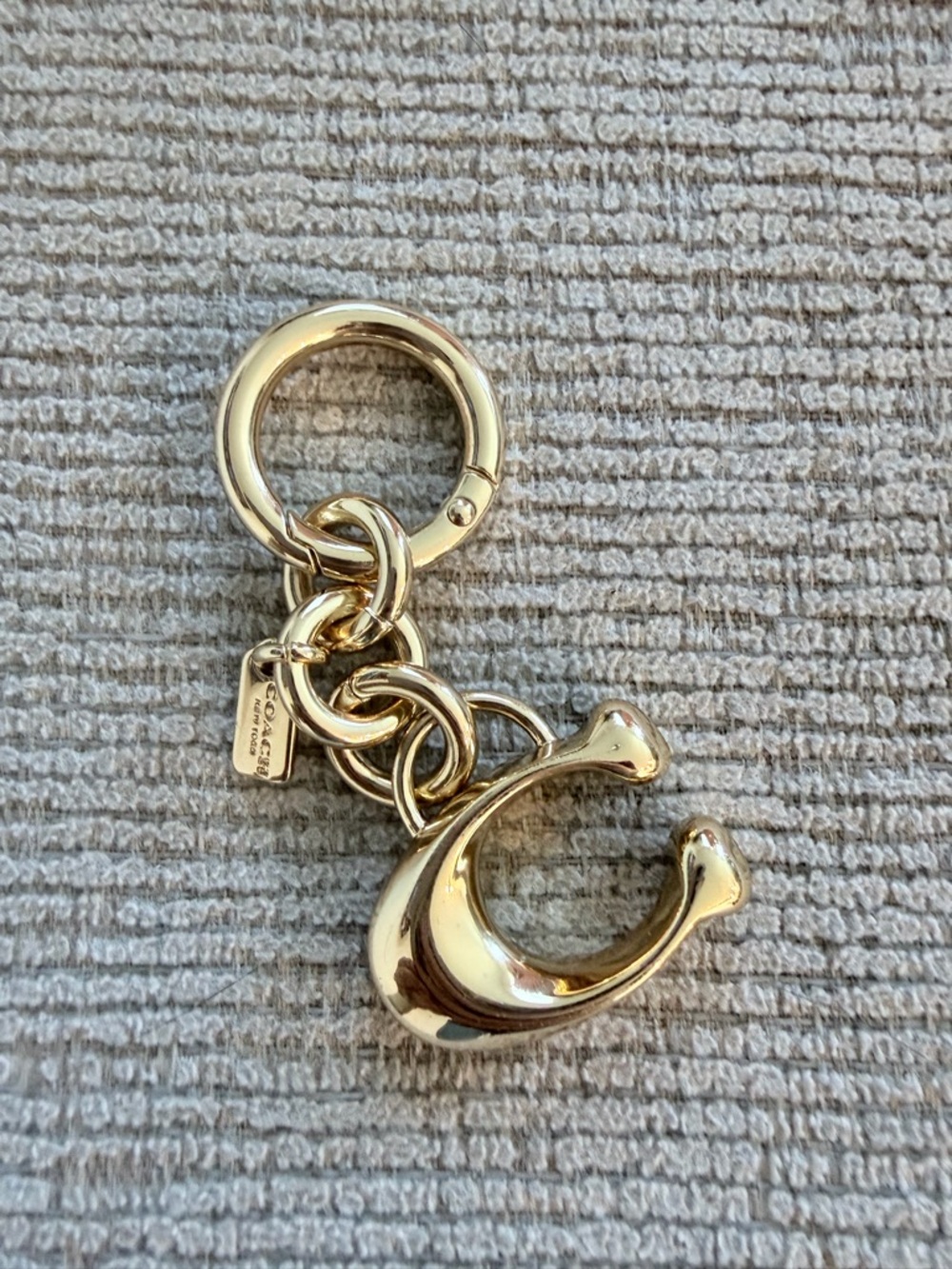 Coach Gold Tone 'C' Keyring Keychain